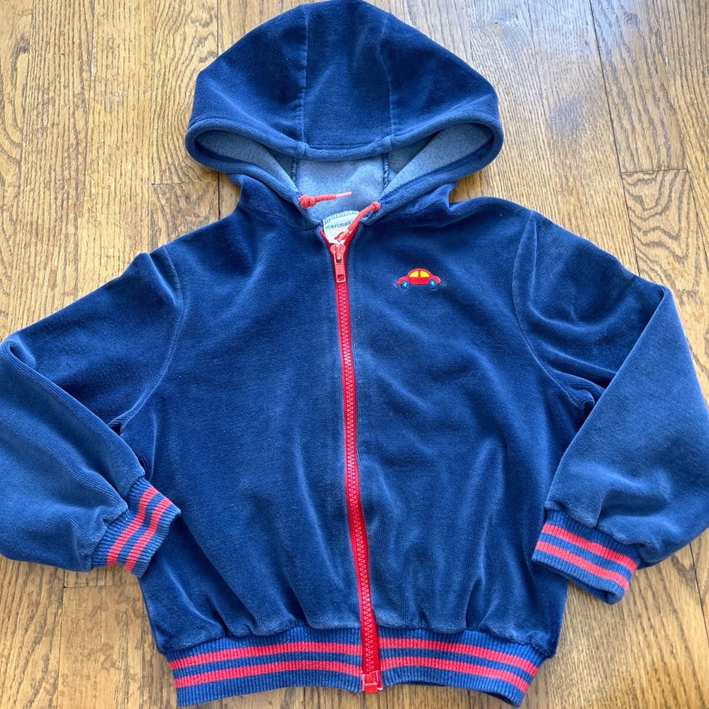 Vintage Marimekko little people kids velour hoodie full zip jacket